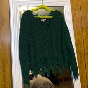 Distressed cropped sweater